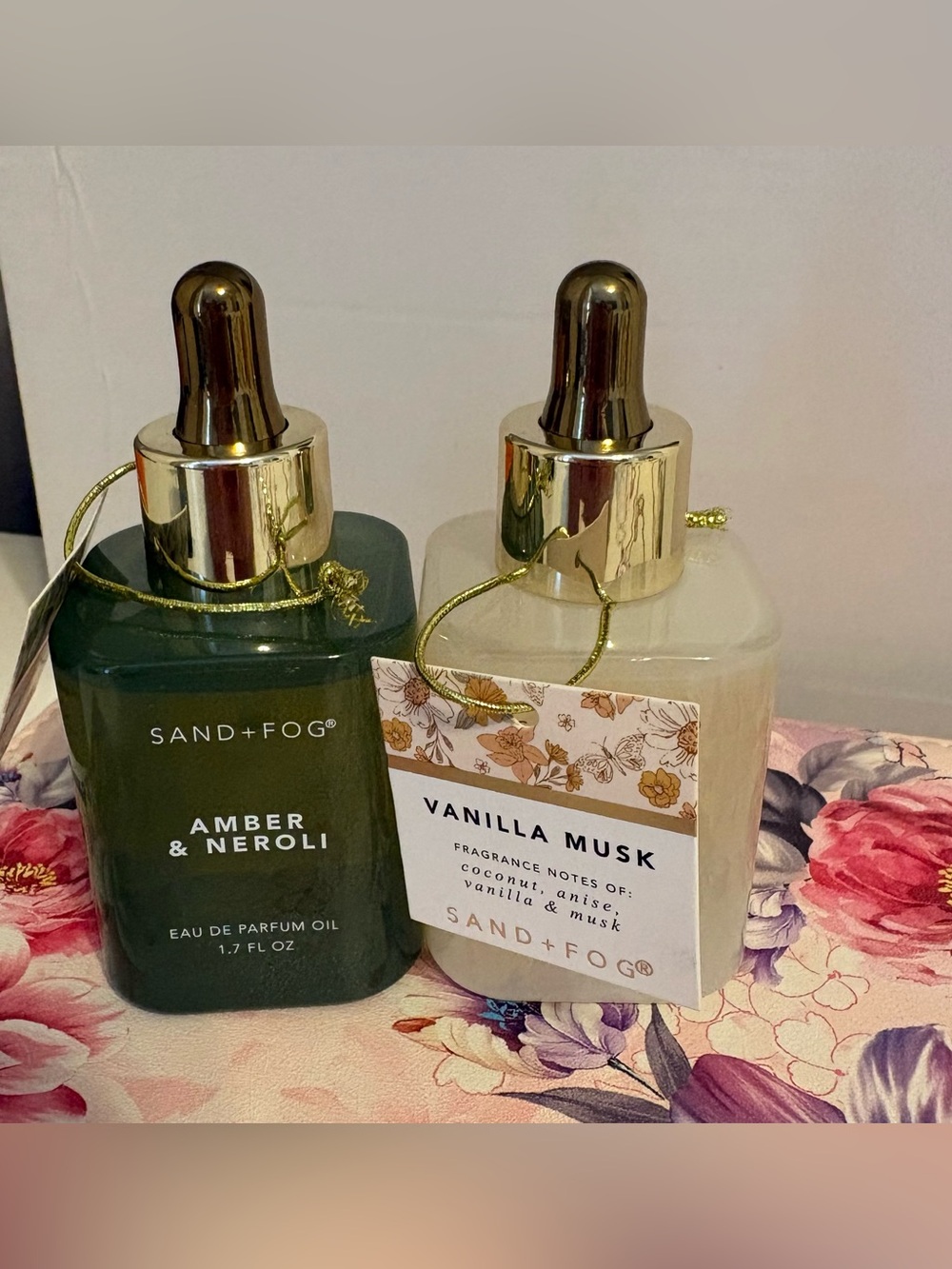 Sand + Fog Vanilla Musk and Amber & Neroli 50ml Perfume oil dropper set